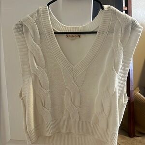 White Cable Knit Sweater Vest